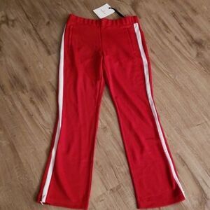 Moncler Mens Red White Striped Size Large Athleisure Luxury Edgy Track Pants NEW
